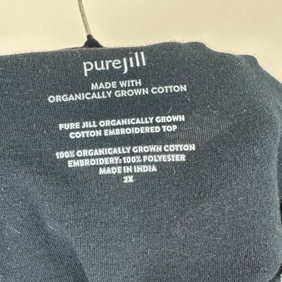 Pure Jill Boho Tunic Top Womens 2X Black Embroidered Whimsigoth Organic Artisan - Picture 7 of 9